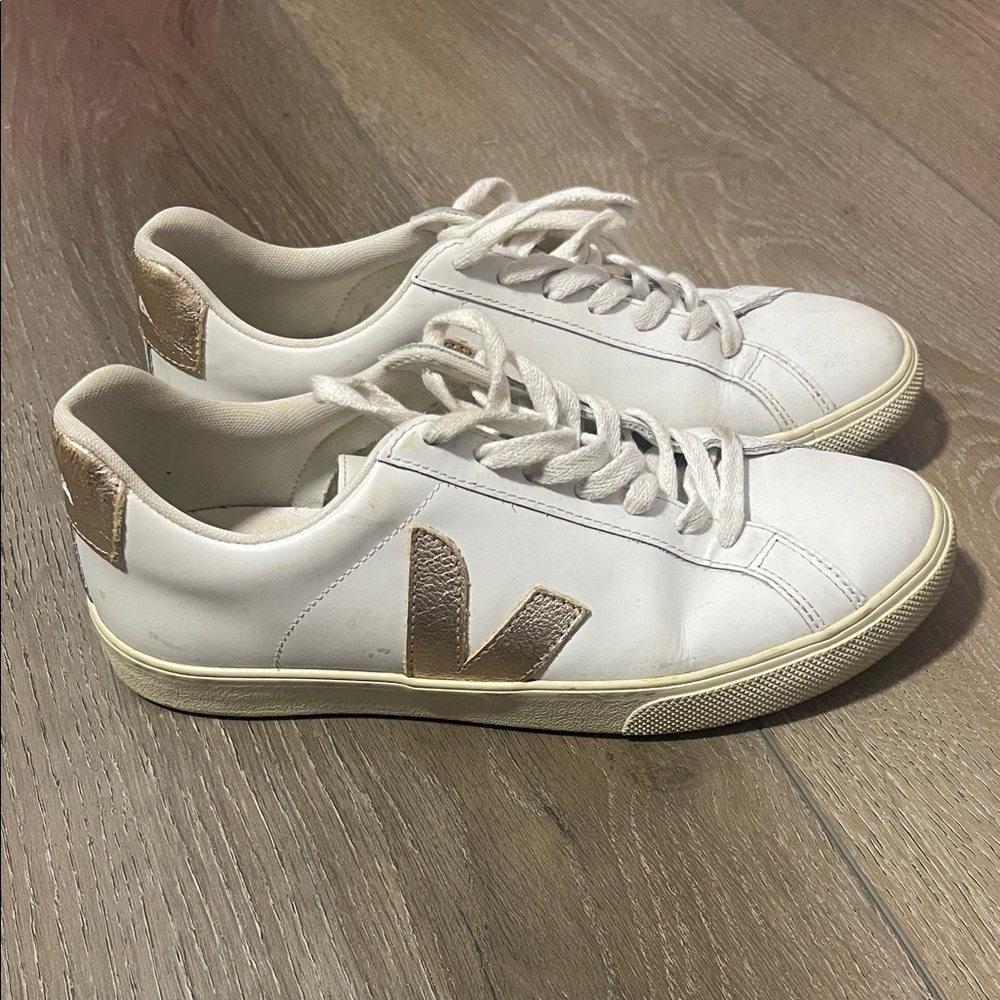 Veja Women's White and Gold-Tone Sneakers